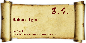Bakos Igor névjegykártya
