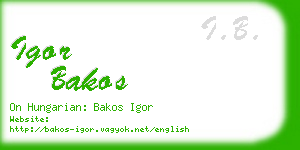igor bakos business card
